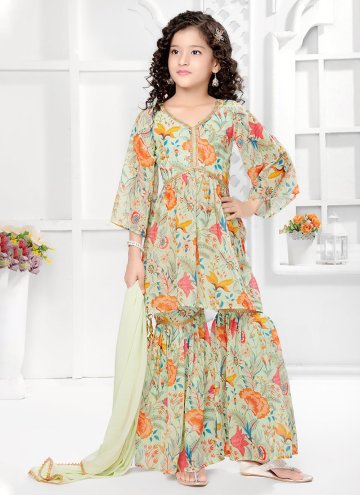 Sea Green color Georgette Salwar Suit with Floral Print