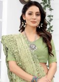 Sea Green color Net Classic Designer Saree with Embroidered - 1