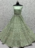 Sea Green color Net Designer Lehenga Choli with Diamond Work - 1