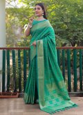 Sea Green color Patola Silk Trendy Saree with Woven - 2