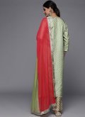 Sea Green color Printed Silk Salwar Suit - 1