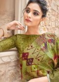Sea Green color Silk Classic Designer Saree with Printed - 1