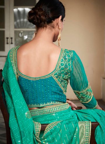 Sea Green color Silk Contemporary Saree with Border