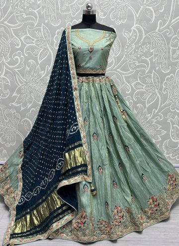 Sea Green color Silk Lehenga Choli with Embroidere