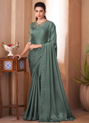 Sea Green color Silk Trendy Saree with Border