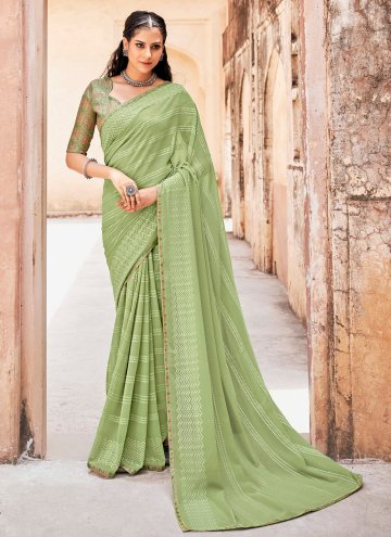 Sea Green color Weight Less Trendy Saree with Wove