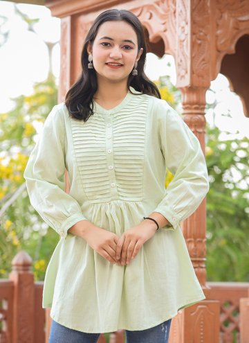 Sea Green Cotton  Buttons Casual Kurti for Casual