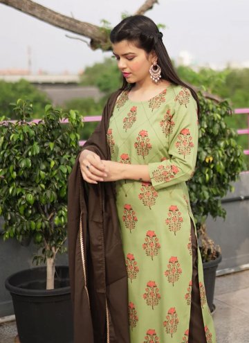 Sea Green Cotton  Printed Salwar Suit
