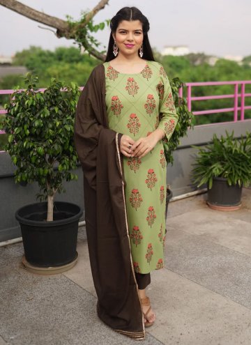 Sea Green Cotton  Printed Salwar Suit