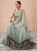 Sea Green Georgette Embroidered Readymade Lehenga Choli for Ceremonial - 1