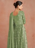 Sea Green Georgette Embroidered Trendy Salwar Kameez for Ceremonial - 2