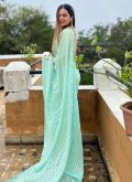 Sea Green Georgette Sequins Work Trendy Saree for Ceremonial - 1