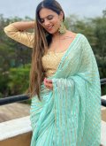 Sea Green Georgette Sequins Work Trendy Saree for Ceremonial - 3