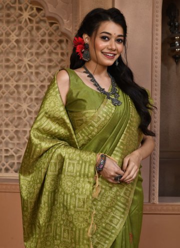 Sea Green Handloom Silk Woven Designer Saree for Casual