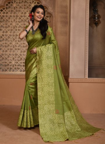 Sea Green Handloom Silk Woven Designer Saree for C