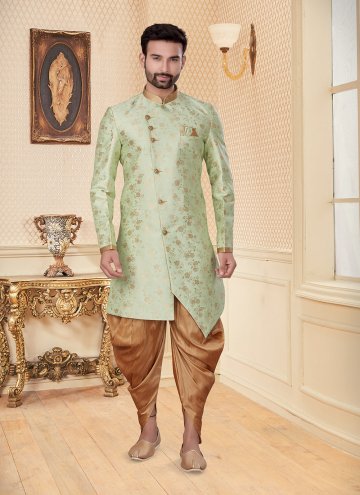 Sea Green Jacquard Embroidered Indo Western for Ceremonial