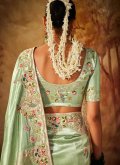 Sea Green Kanjivaram Silk Embroidered Contemporary Saree for Ceremonial - 2