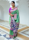 Sea Green Kanjivaram Silk Meenakari Designer Saree for Ceremonial - 3