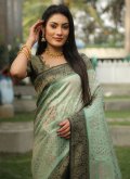 Sea Green Kanjivaram Silk Woven Trendy Saree - 1