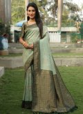 Sea Green Kanjivaram Silk Woven Trendy Saree - 2