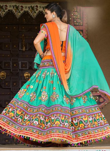 Sea Green Lehenga Choli in Cotton  with Embroidered