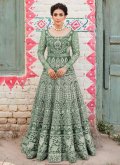 Sea Green Net Embroidered Gown for Ceremonial - 2