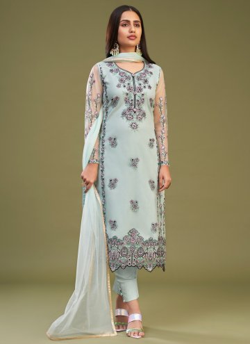 Sea Green Net Embroidered Salwar Suit