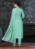 Sea Green Organza Embroidered Trendy Salwar Suit - 1