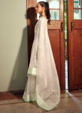 Sea Green Organza Lace Classic Designer Saree for Ceremonial - 3