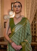 Sea Green Patola Silk Printed Classic Designer Saree for Engagement - 1