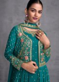 Sea Green Salwar Suit in Georgette with Embroidered - 1