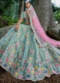 Sea Green Silk Embroidered Designer Lehenga Choli for Engagement - 1