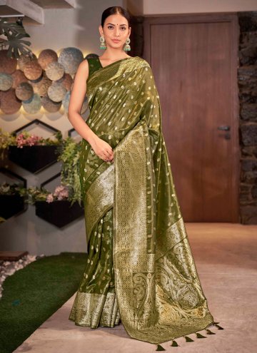 Sea Green Silk Woven Trendy Saree for Ceremonial