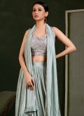 Sea Green Trendy Saree in Imported with Embroidered - 1