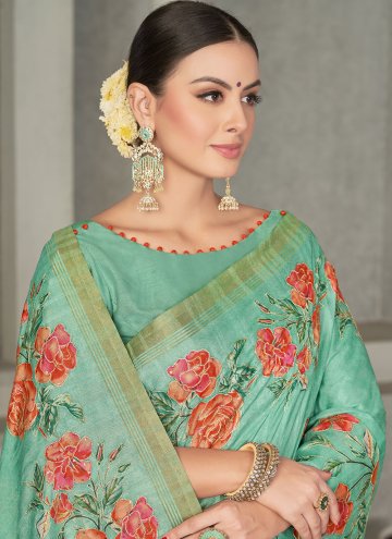 Sea Green Tussar Silk Embroidered Classic Designer Saree for Ceremonial