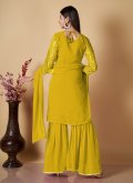 Sequins Work Georgette Mustard Salwar Suit - 2
