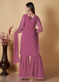 Sequins Work Georgette Pink Salwar Suit - 2