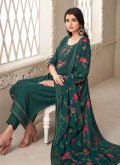 Sequins Work Tissue Brasso Green Salwar Suit - 2