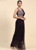 Shimmer Classic Designer Saree in Wine Enhanced with Embroidered - 3