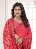 Shimmer Trendy Saree in Pink Enhanced with Embroidered - 1