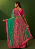 Silk A Line Lehenga Choli in Pink Enhanced with Embroidered - 2