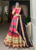 Silk A Line Lehenga Choli in Pink Enhanced with Lace - 2