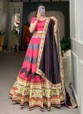 Silk A Line Lehenga Choli in Pink Enhanced with Lace - 3