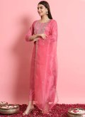 Silk Blend Trendy Salwar Kameez in Pink Enhanced with Embroidered - 3