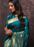 Silk Classic Designer Saree in Blue Enhanced with Woven - 2