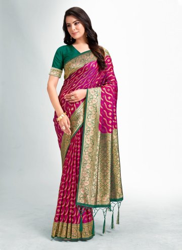 Silk Classic Designer Saree in Magenta Enhanced with Fancy work