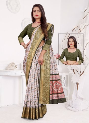 Silk Classic Designer Saree in Multi Colour Enhanced with Digital Print