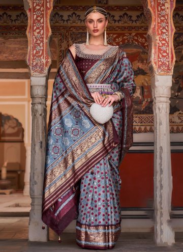Silk Classic Designer Saree in Multi Colour Enhanced with Patola Print
