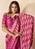 Silk Classic Designer Saree in Pink Enhanced with Cord - 1