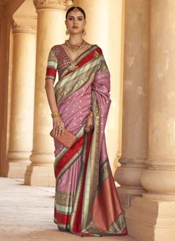 Silk Classic Designer Saree in Pink Enhanced with Patola Print